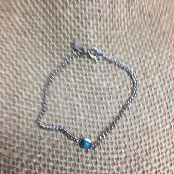 Sarah Coventry Bracelet Small Girls Silver Hexagon Turquoise Retro BoHo - Picture 1 of 5